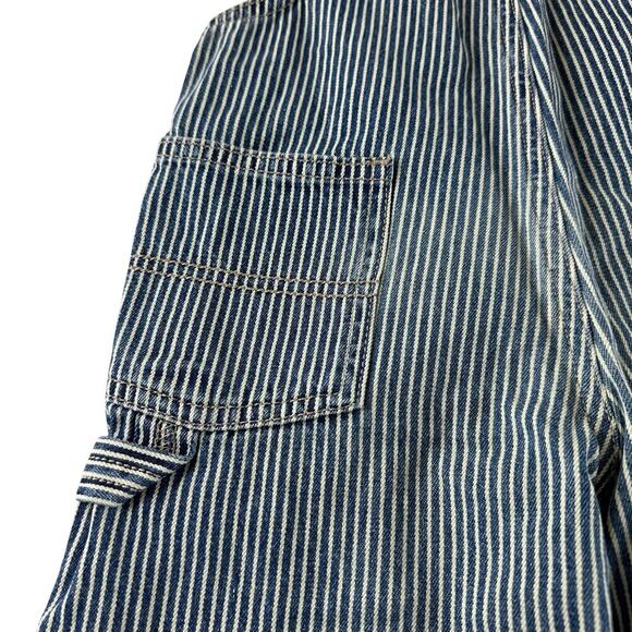 OshKosh B’gosh Toddler Railroad Stripe Overalls Size 3 Vintage Blue Denim - Picture 7 of 12